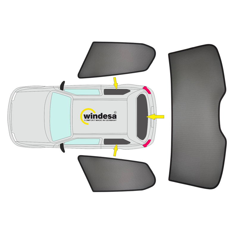 SunClip Zicht- & Zonwering  Fiat 500e (332) 2020- excl. 3+1